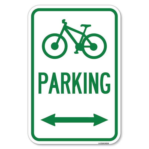 Signmission Bicycle Symbol Parking With Bidirectio Heavy-Gauge Aluminum Sign, 12" x 18", A-1218-24314 A-1218-24314 - main